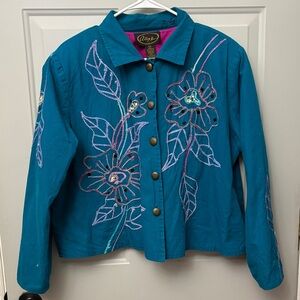 Teal Embroidered “Rita” Women's Jacket
